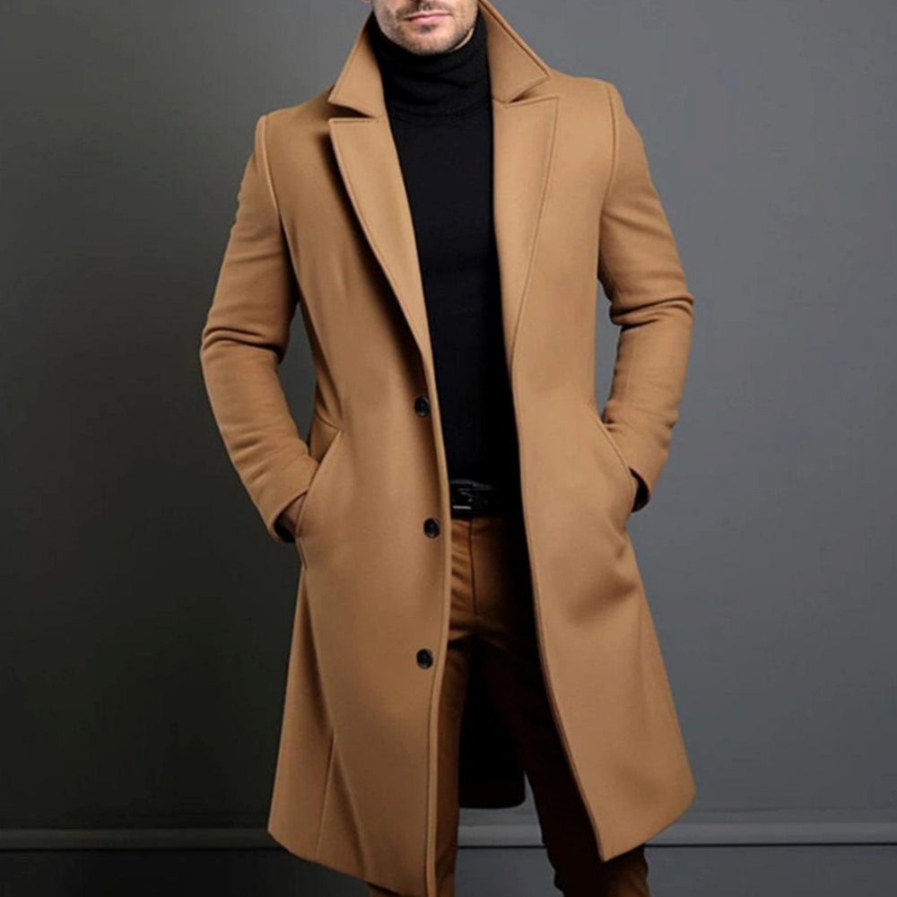 Elegante lange Herren Jacke aus Wollmischung in Braun