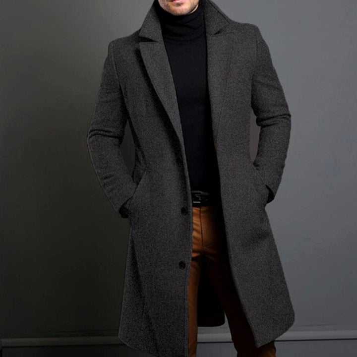 Elegante lange Herren Jacke aus Wollmischung in Grau