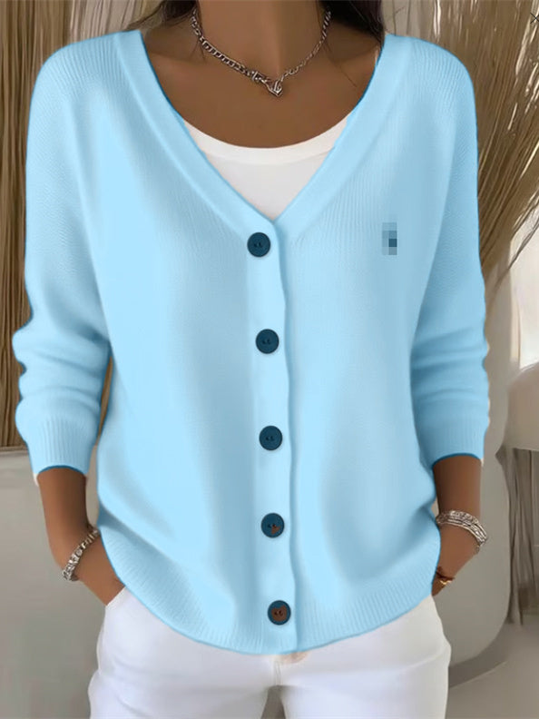 Elegante Pullover de Mujer con Botones en Azul