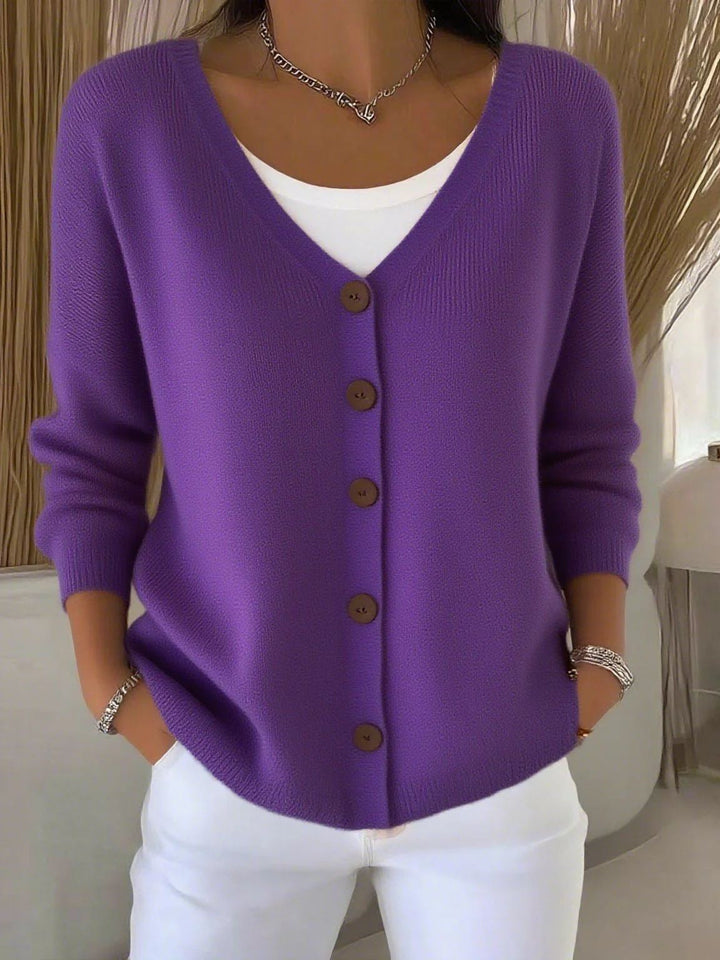 Elegante Pullover de Mujer con Botones en Morado