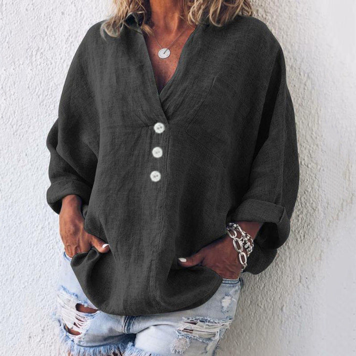 Elegante Pullover de Mujer Lino Algodón en Negro