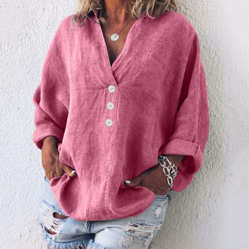 Elegante Pullover de Mujer Lino Algodón en Rosa