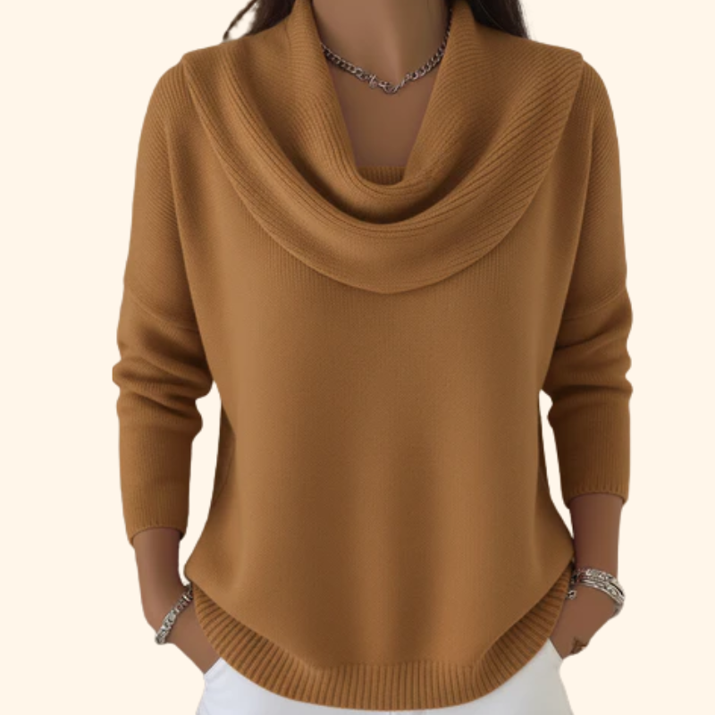 Elegante Pullover Drapeado en Marrón