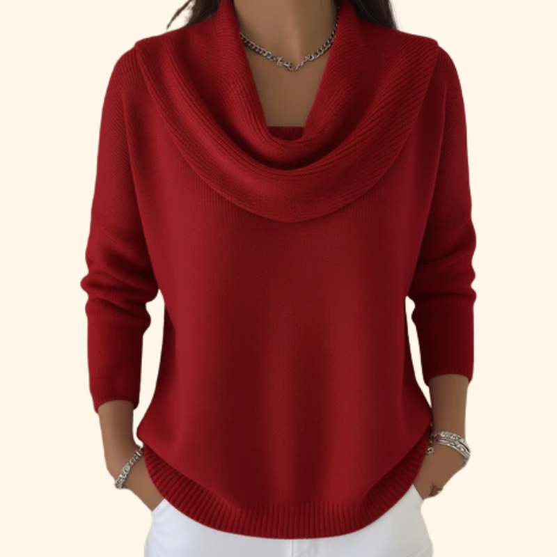 Elegante Pullover Drapeado en Rojo