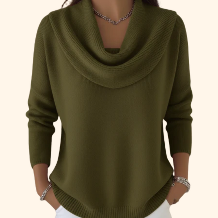 Elegante Pullover Drapeado en Verde