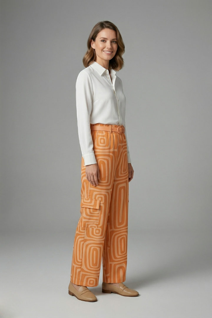Elegante Seidenbluse Damen mit Hose Set (3)
