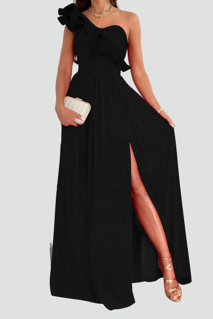 Elegante Vestido de Cóctel Maxi para Boda en Negro