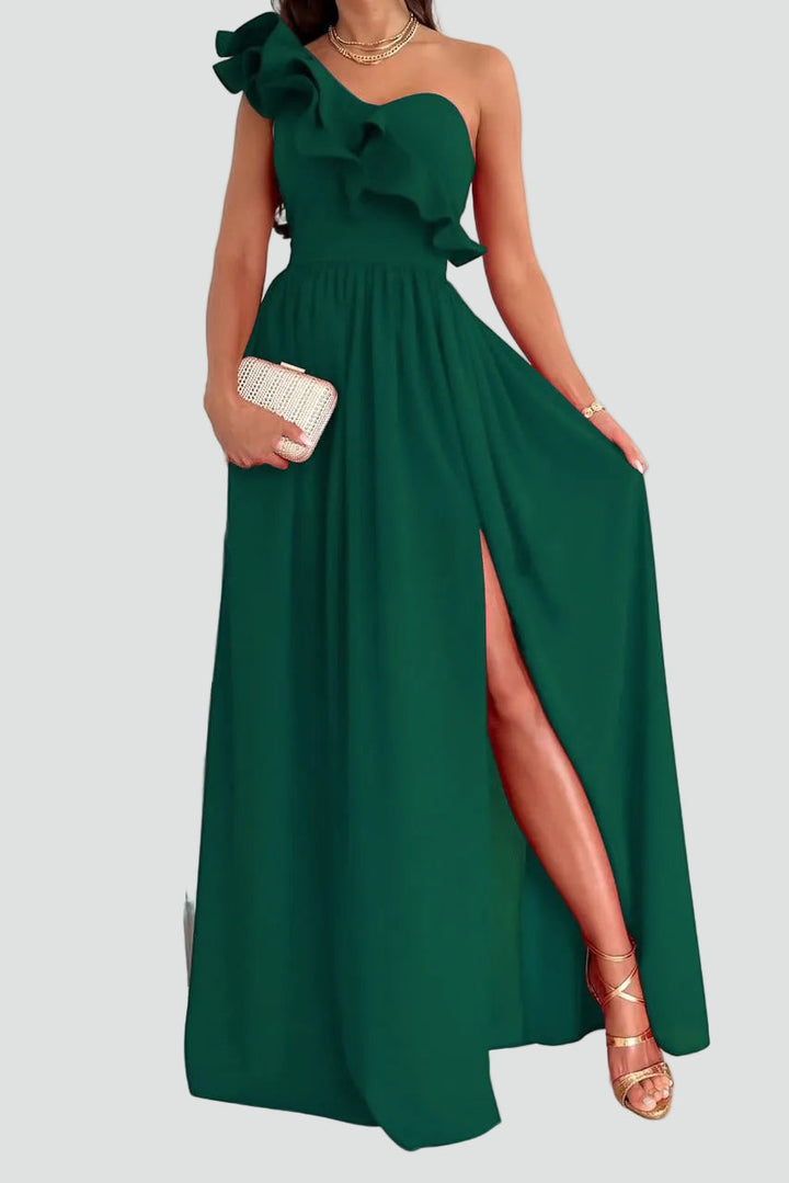 Elegante Vestido de Cóctel Maxi para Boda en Verde