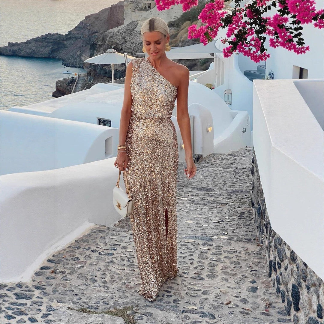 Elegante Vestido de Invitada Lentejuelas Brillantes