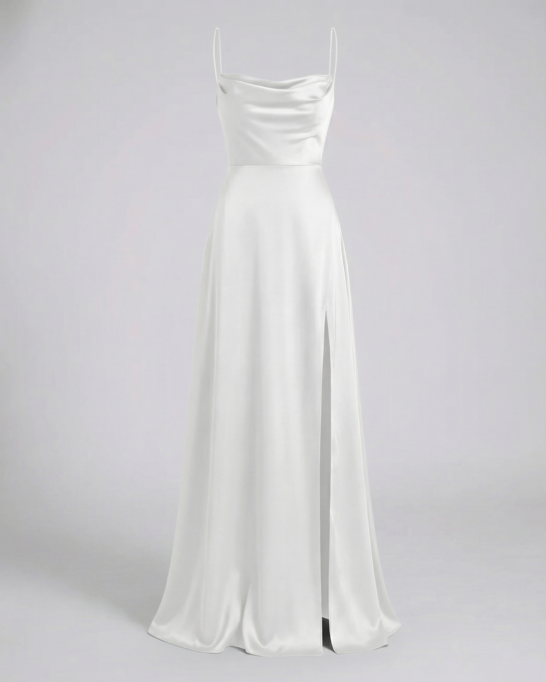 Elegante Vestido de Invitada Maxi de Seda en Blanco