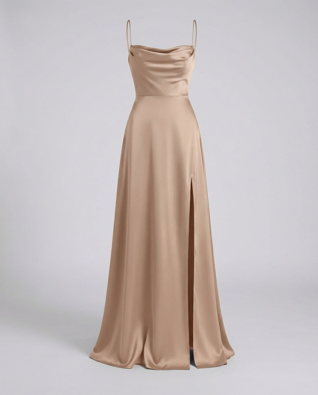 Elegante Vestido de Invitada Maxi de Seda en Marrón