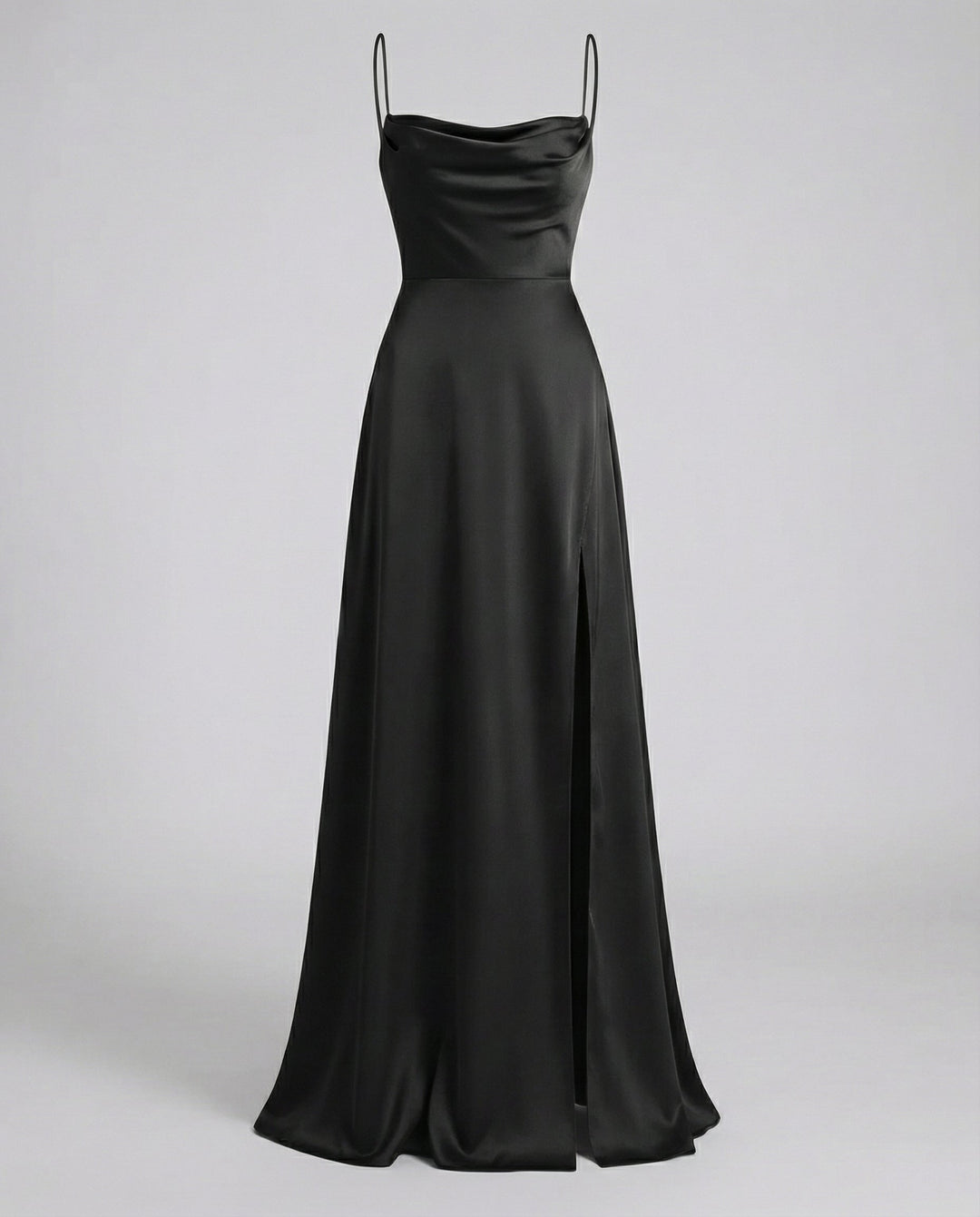 Elegante Vestido de Invitada Maxi de Seda en Negro