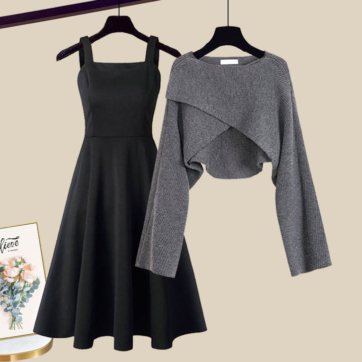 Elegante Vestido de Otoño A-Línea en Gris 1