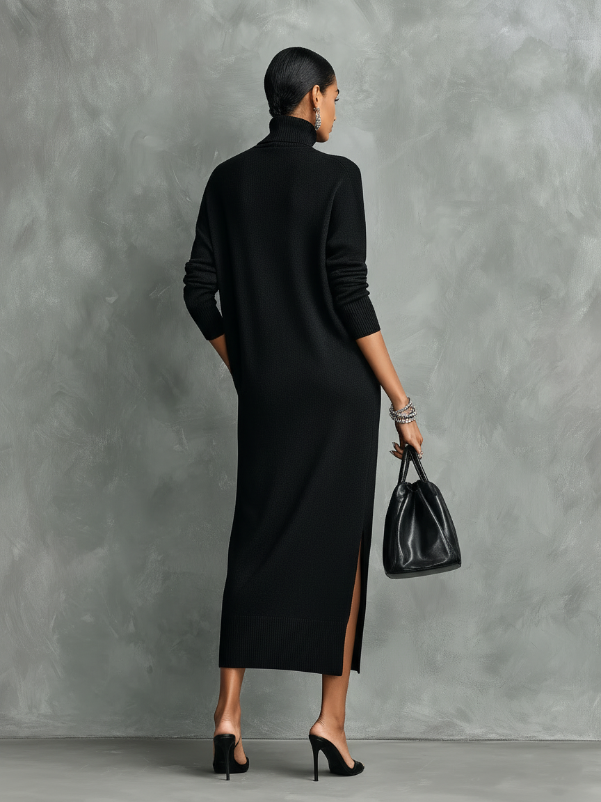 Elegante Vestido de Otoño Midi de Punto (2)