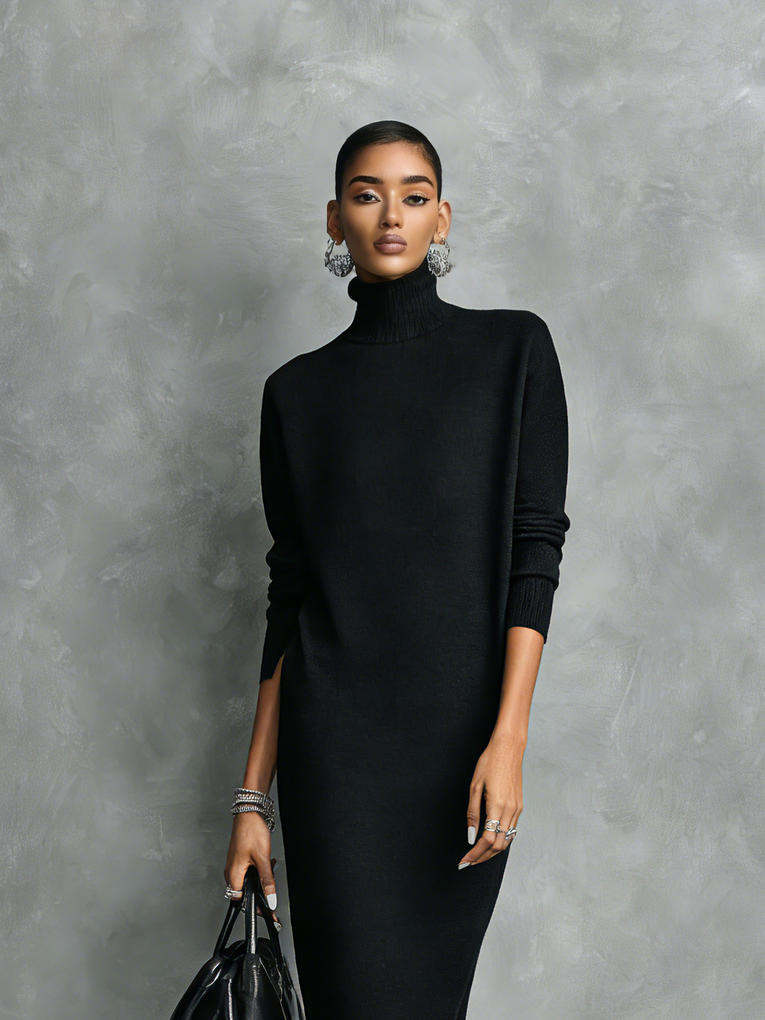 Elegante Vestido de Otoño Midi de Punto (6)