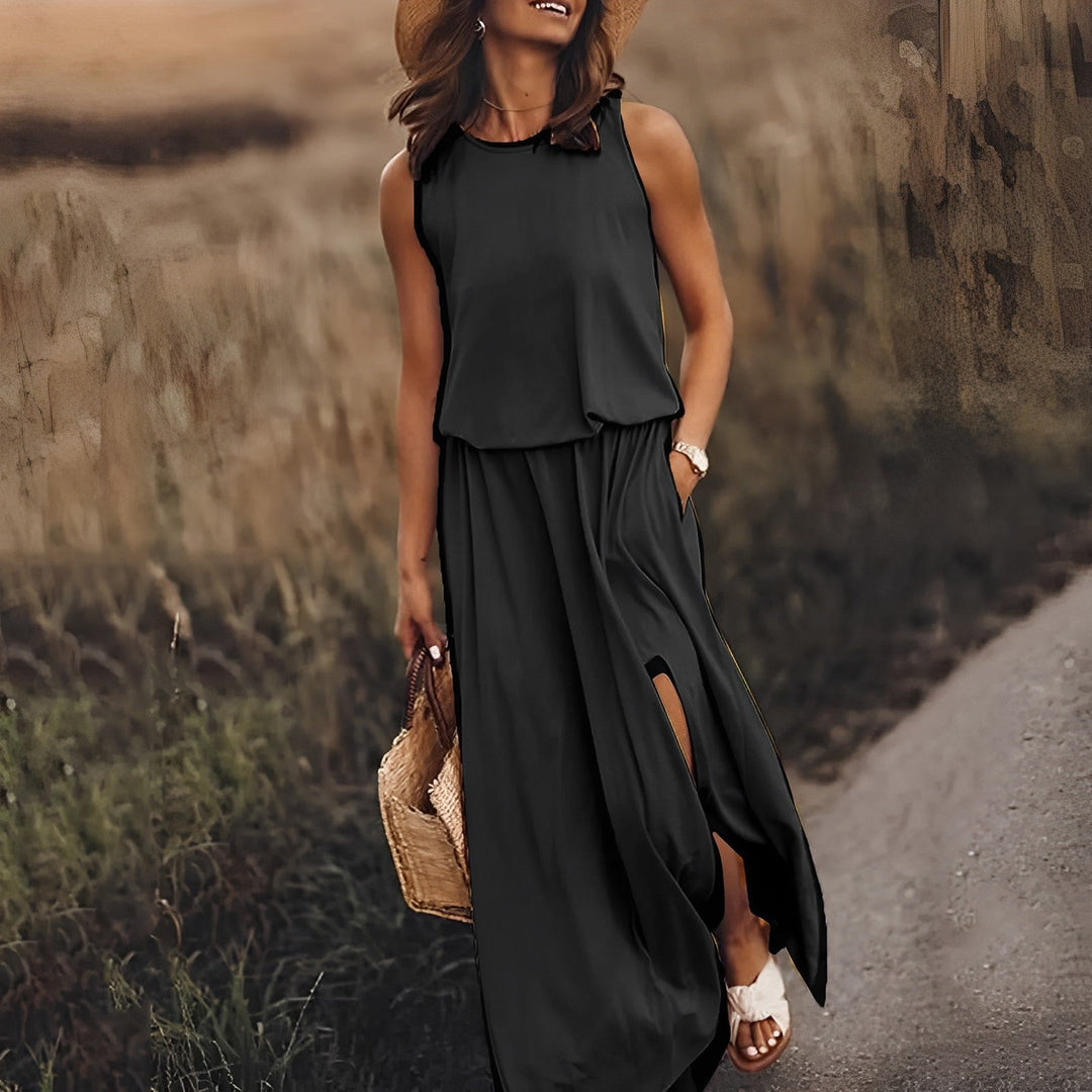 Elegante Vestido de Verano Largo en Negro