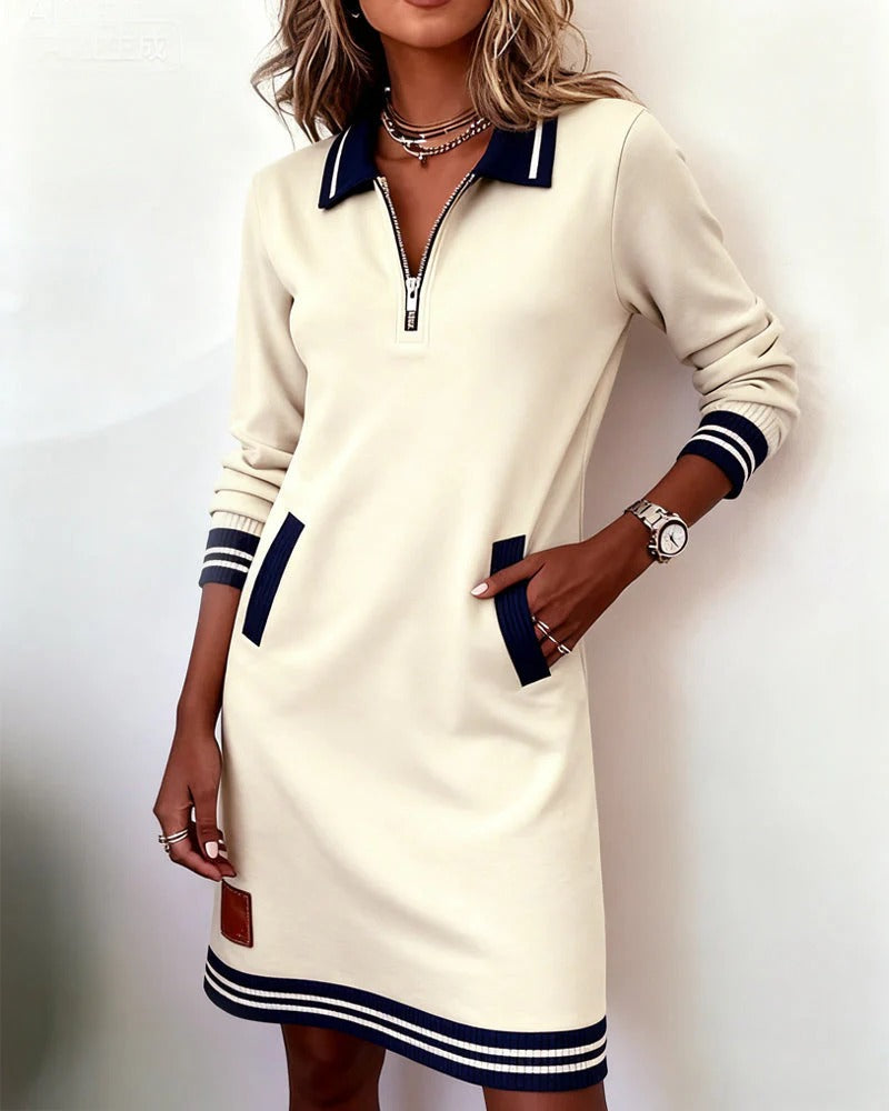 Elegante Vestido Otoñal para Mujer en Blanco