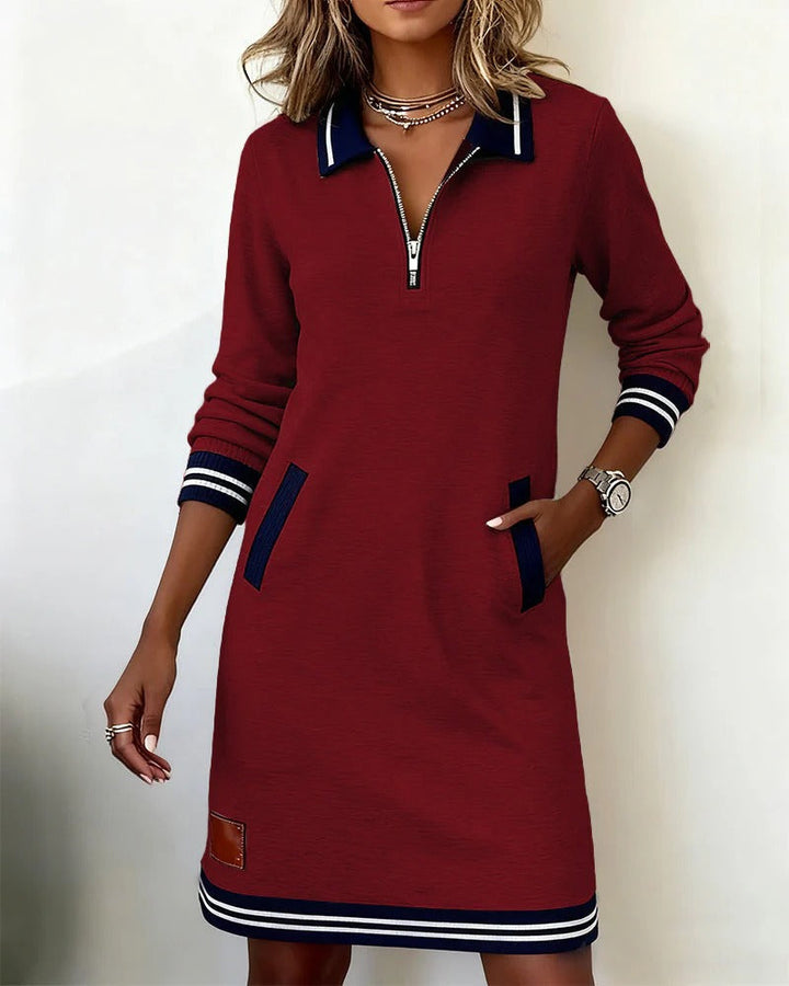 Elegante Vestido Otoñal para Mujer en Rojo
