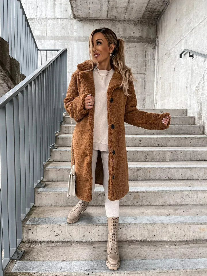 Elegante Wärmende Damen-Winterjacke für Herbsttage in Braun