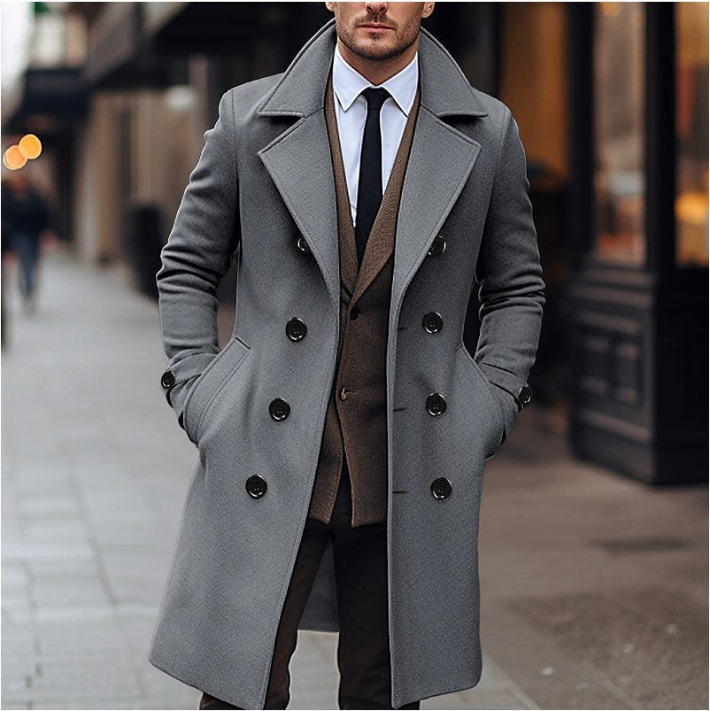 Elegante zweireihige Herrenjacke für Business in Dunkelgrau