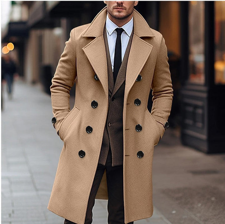 Elegante zweireihige Herrenjacke für Business in Khaki