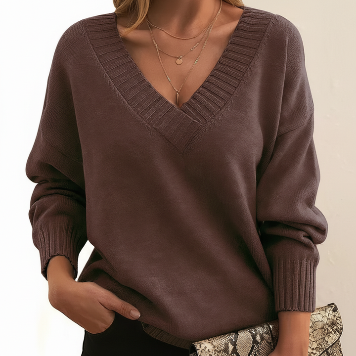 Eleganter Damen Kaschmir Strickpullover für Herbst in Braun
