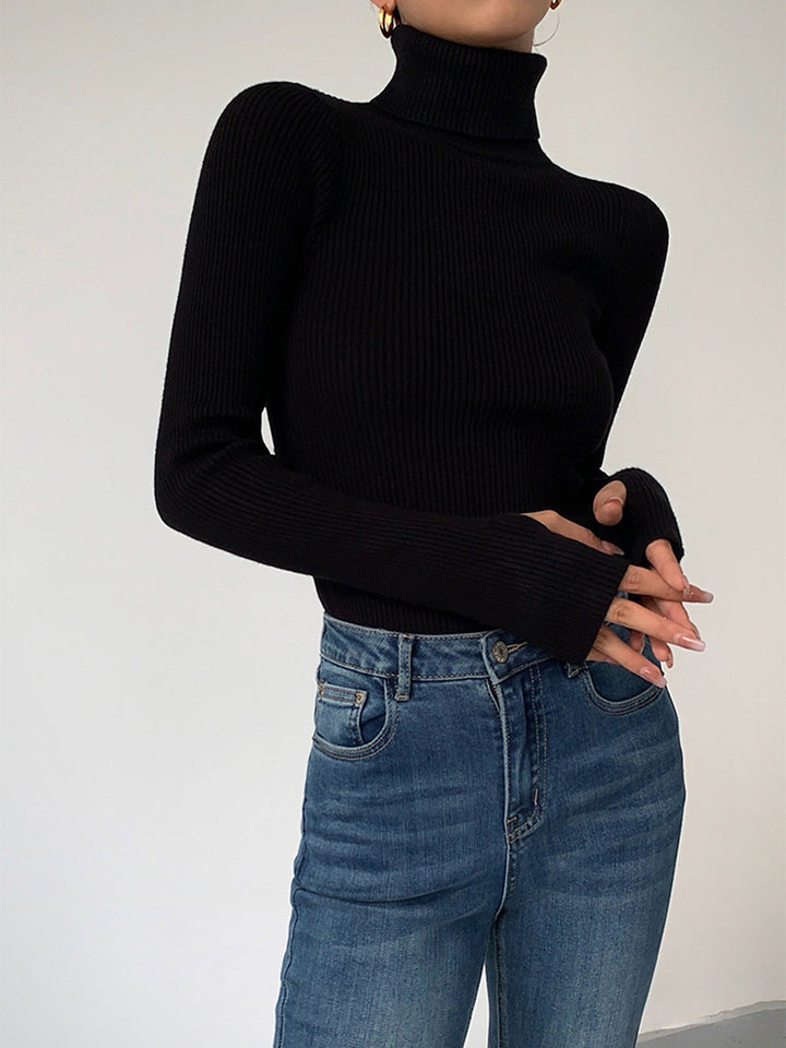 Eleganter Damen Pullover mit Rollkragen in Schwarz