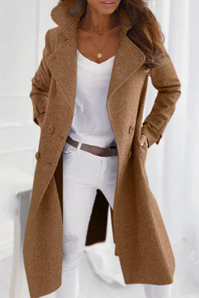 Eleganter Damen Wintermantel aus reiner Wolle in Braun