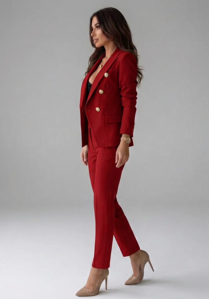 Eleganter Damen Wintermantel Business Zweiteiler (4)
