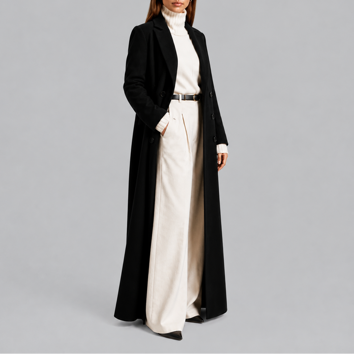 Eleganter Damen Wintermantel tailiert Maxilänge (2)