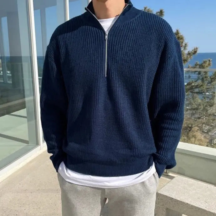 Eleganter Herren Pullover Half-Zip vielseitig (2)