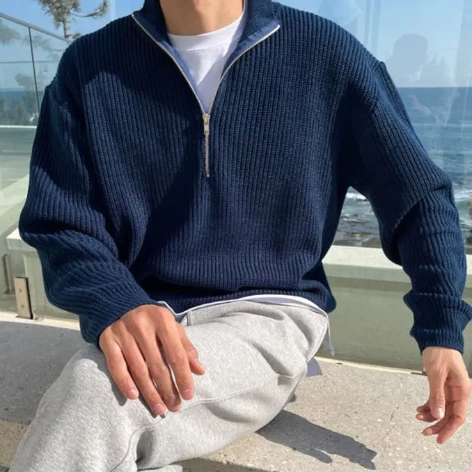 Eleganter Herren Pullover Half-Zip vielseitig (4)