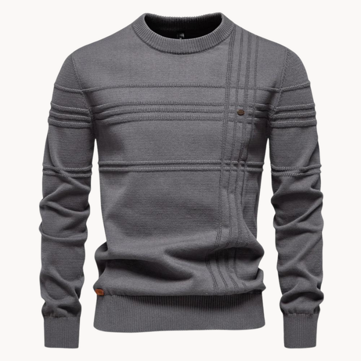 Eleganter Herrenpullover mit Strickdetails in Grau