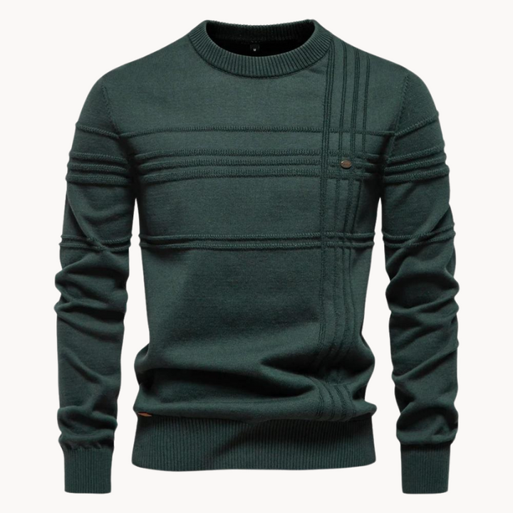 Eleganter Herrenpullover mit Strickdetails in Grün