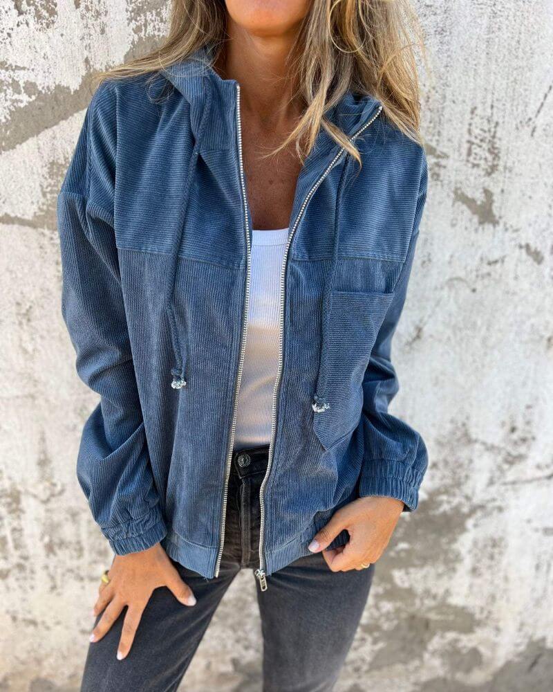 Eleganter Relaxed-Fit Hoodie Jacket en Azul