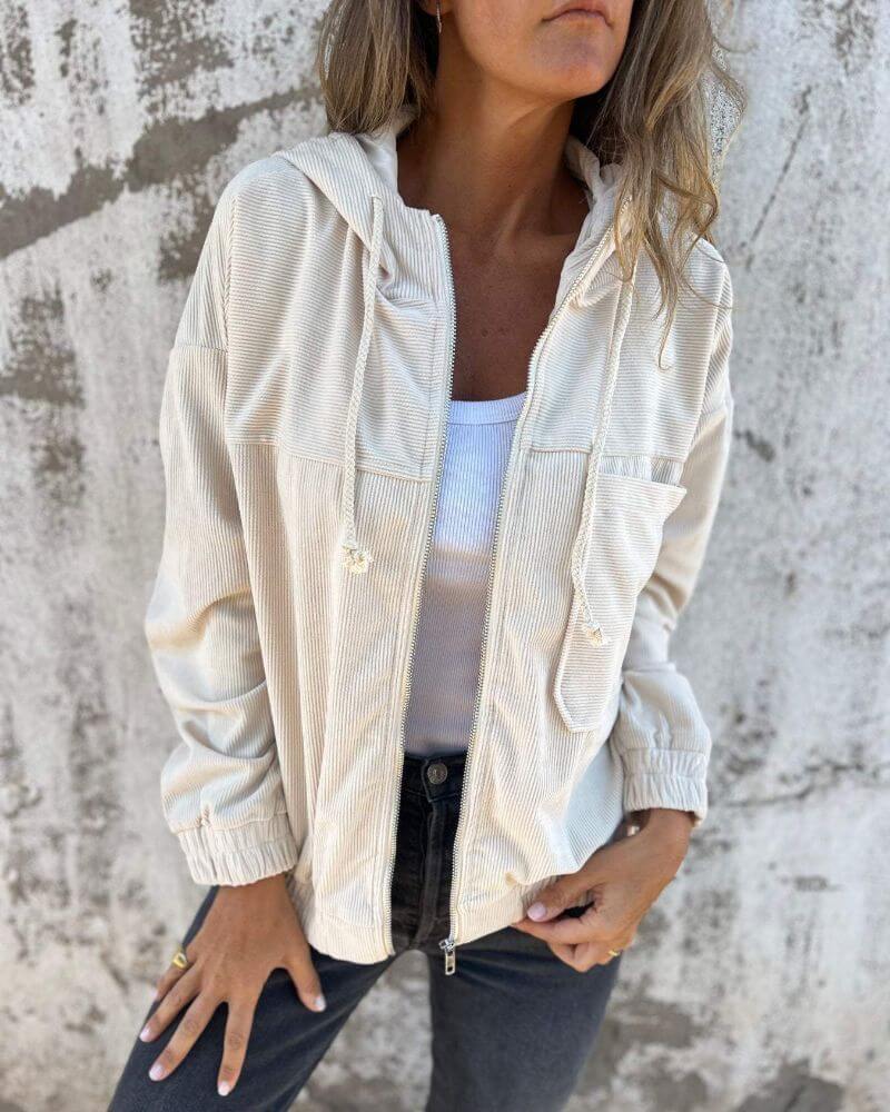Eleganter Relaxed-Fit Hoodie Jacket en Blanco