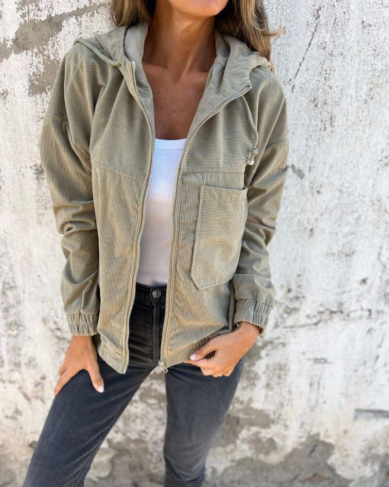 Eleganter Relaxed-Fit Hoodie Jacket en Verde
