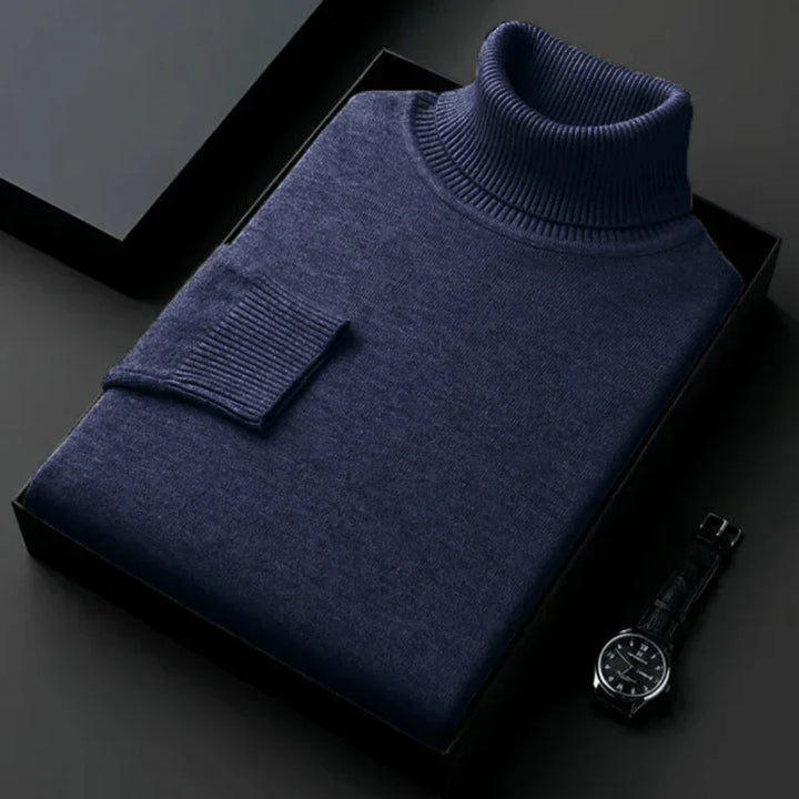 Eleganter Rollkragen Herrenpullover für Herbst in Dunkelblau
