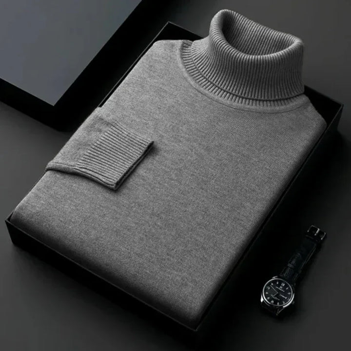 Eleganter Rollkragen Herrenpullover für Herbst in Dunkelgrau