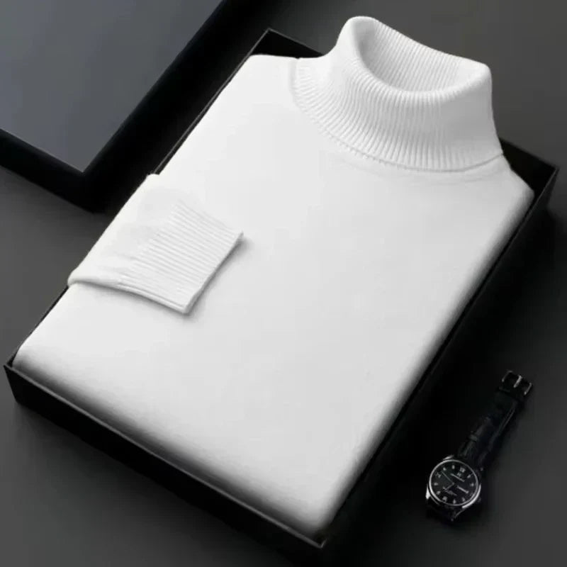 Eleganter Rollkragen Herrenpullover für Herbst in Weiß