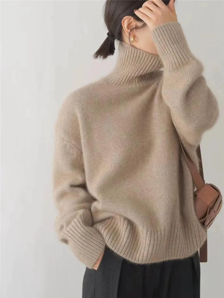 Eleganter Rollkragenpullover Damen pullover en Caqui 2