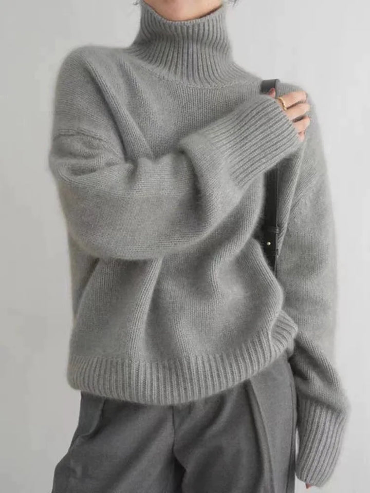 Eleganter Rollkragenpullover Damen pullover en Gris