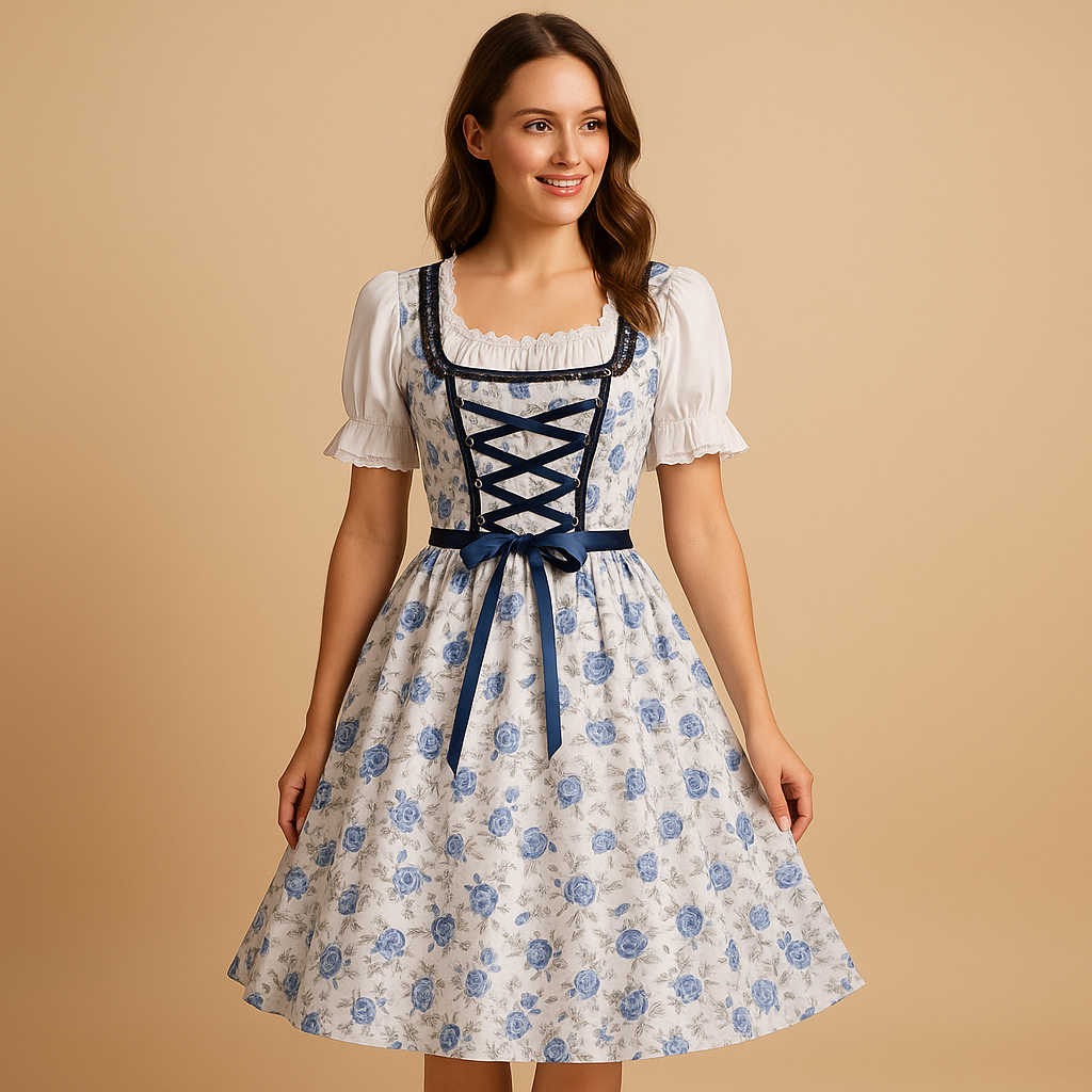 Elegantes Damen Dirndlkleid zum Oktoberfest in Weiß