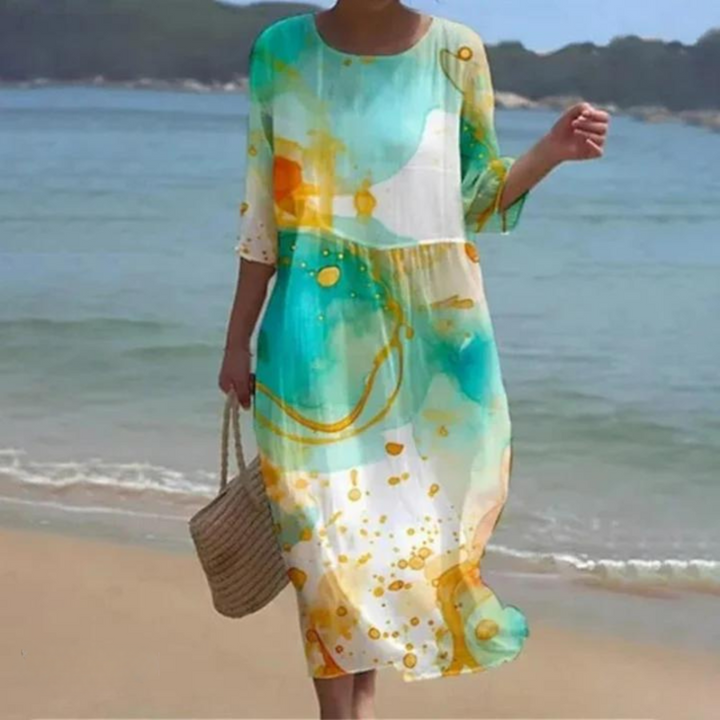 Elegantes Damen Strickkleid Für Sommer in Grün