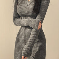 Anna | Elegantes Damen Strickkleid in Rippstruktur