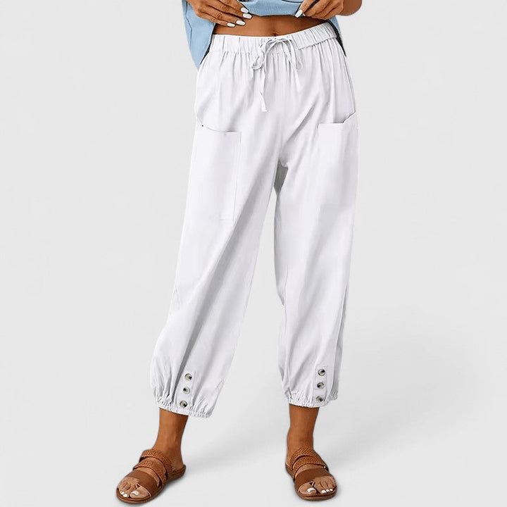 Elegantes pantalones de lino en Blanco