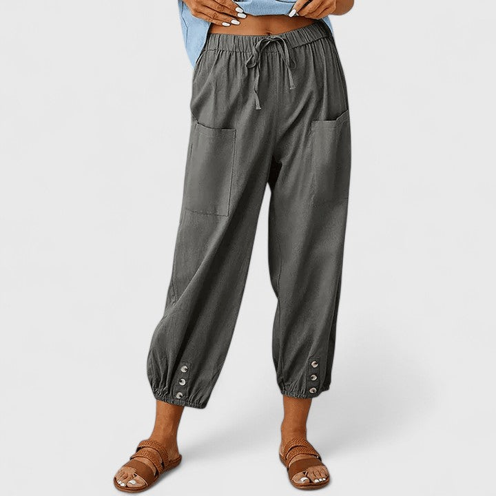 Elegantes pantalones de lino en Gris oscuro