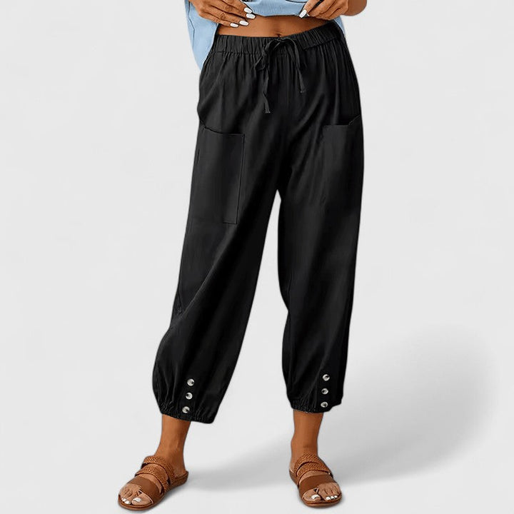 Elegantes pantalones de lino en Negro