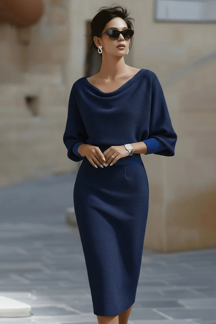 Elegantes und komfortables Damen Strickkleid Midi (5)