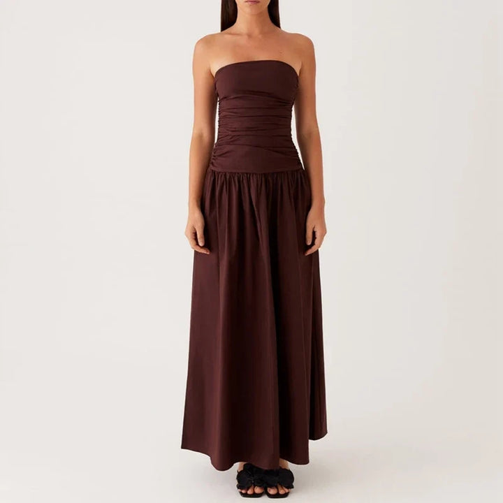 Festliches Damen Strickkleid in Maxilänge in Braun